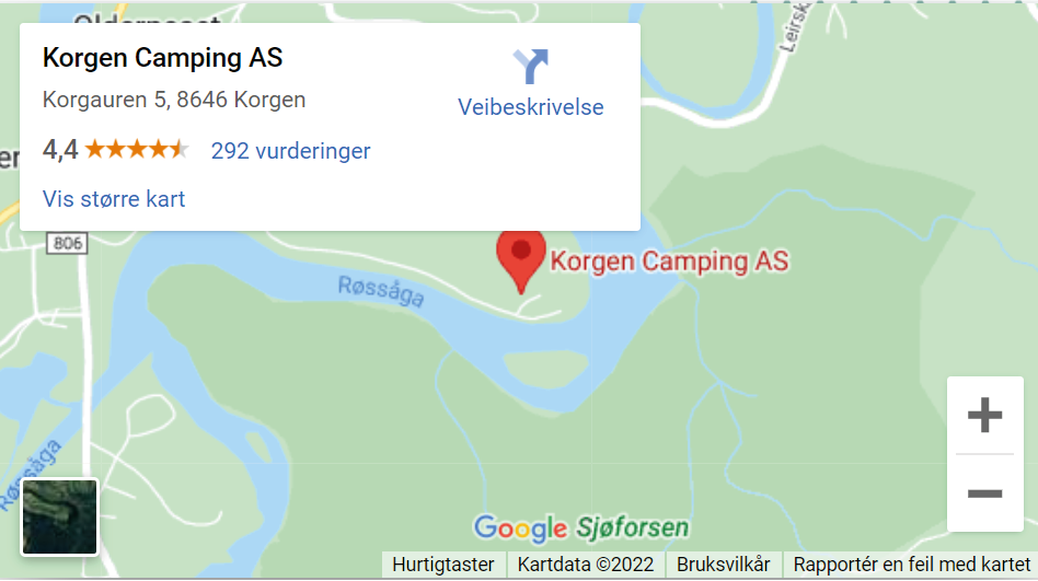Kart til Korgen Camping